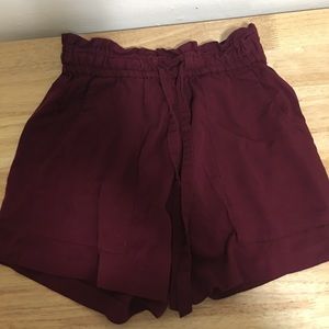 H&M Paper Bag Shorts Dark Red